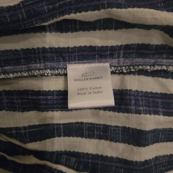 Roller Rabbit Blue Striped Tunic Dress Embroidered Boho Cover Up Medium - Picture 6 of 9